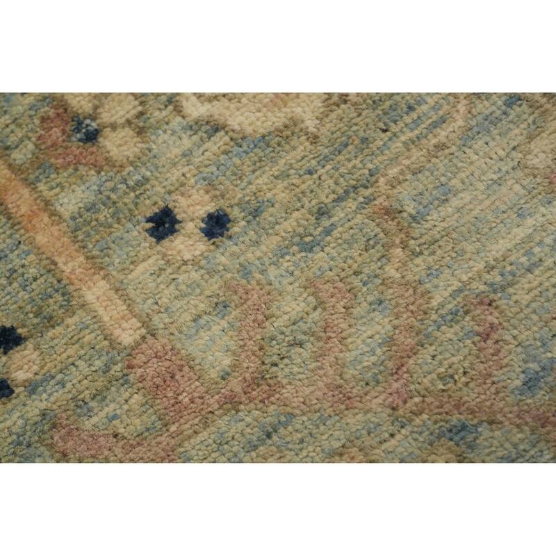 Hand Knotted Oriental 100% Wool Carpet Traditional Floral Navy Blue & Blues Ziegler Runner Rug - 22' 5'' X 3' 0''
