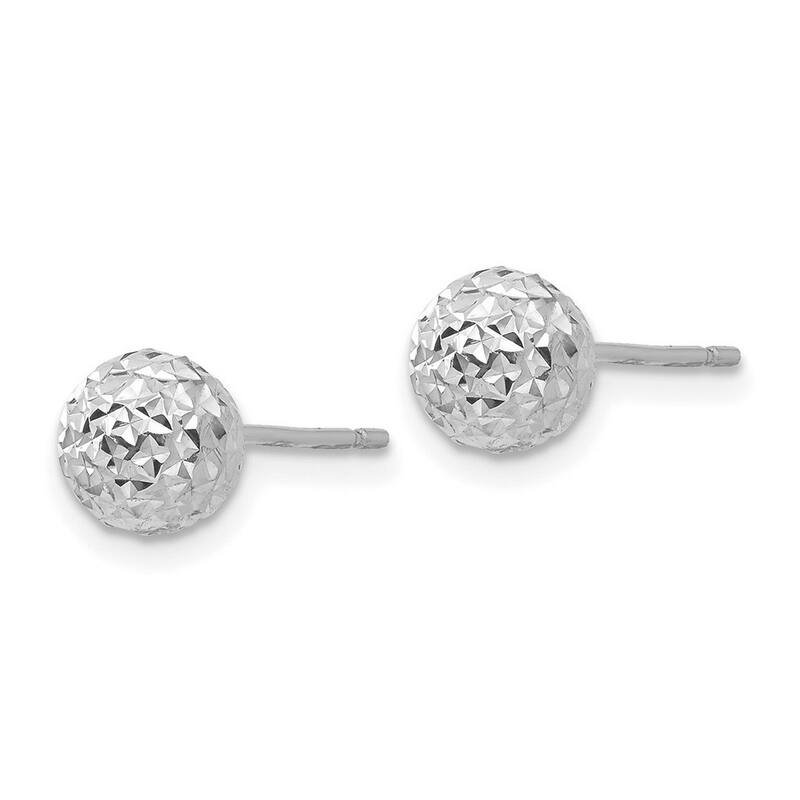 Curata 14k White Gold Polished 6mm Ball Post Earrings - 6x6mm Wide