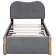 preview thumbnail 4 of 30, Twin Size Upholstered Platform Bed with Wood Supporting Feet and Twin Size Trundle For Bedroom