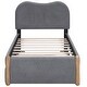 preview thumbnail 15 of 41, Upholstered Platform Bed with Twin Size Trundle Curved Wingback Bed