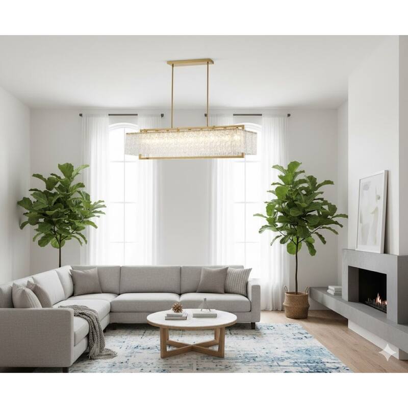 9 Light Gold Chandelier With Clear Glass Accents