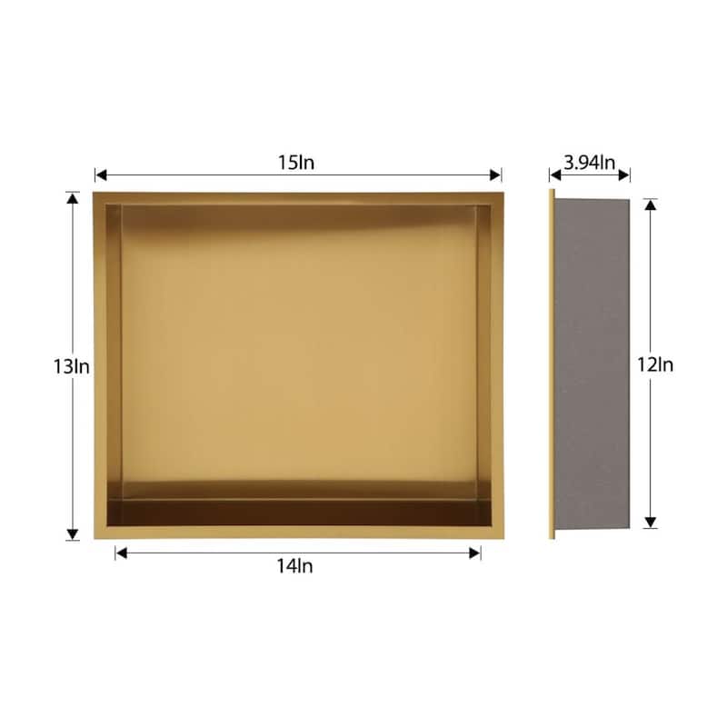 Kichae Shower Niche Stainless Steel 15"x13"x4" Shower Niche Black/Gold