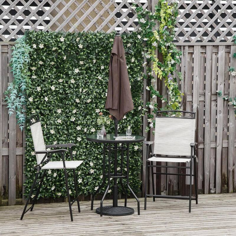 4PCS Patio Dining Set, Folding Chairs, Umbrella, Glass Table Outdoor