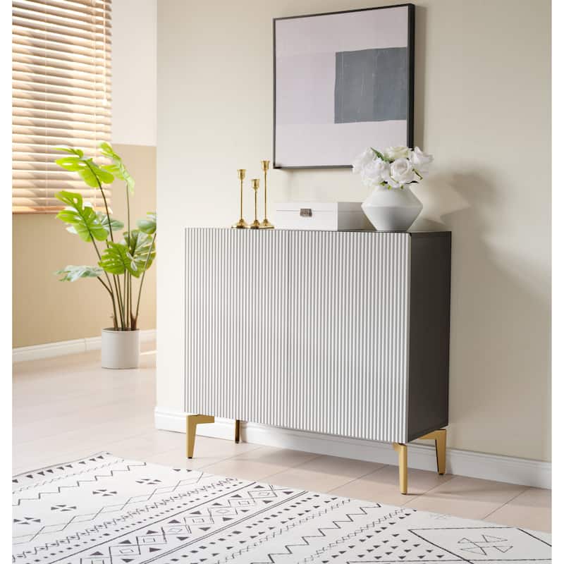 Arvo Wood Console Table with Metal Legs and Hidden Storage - 32"L x 12"W 30"H - Black Frame / White Door