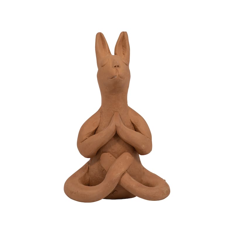 Sagebrook Home Terracotta Natural Novelty Solid Color Yoga Bunny - 5" x 5" x 7"