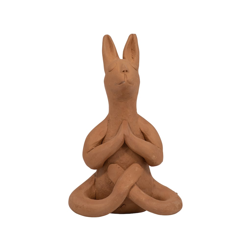 Sagebrook Home Terracotta Natural Novelty Solid Color Yoga Bunny
