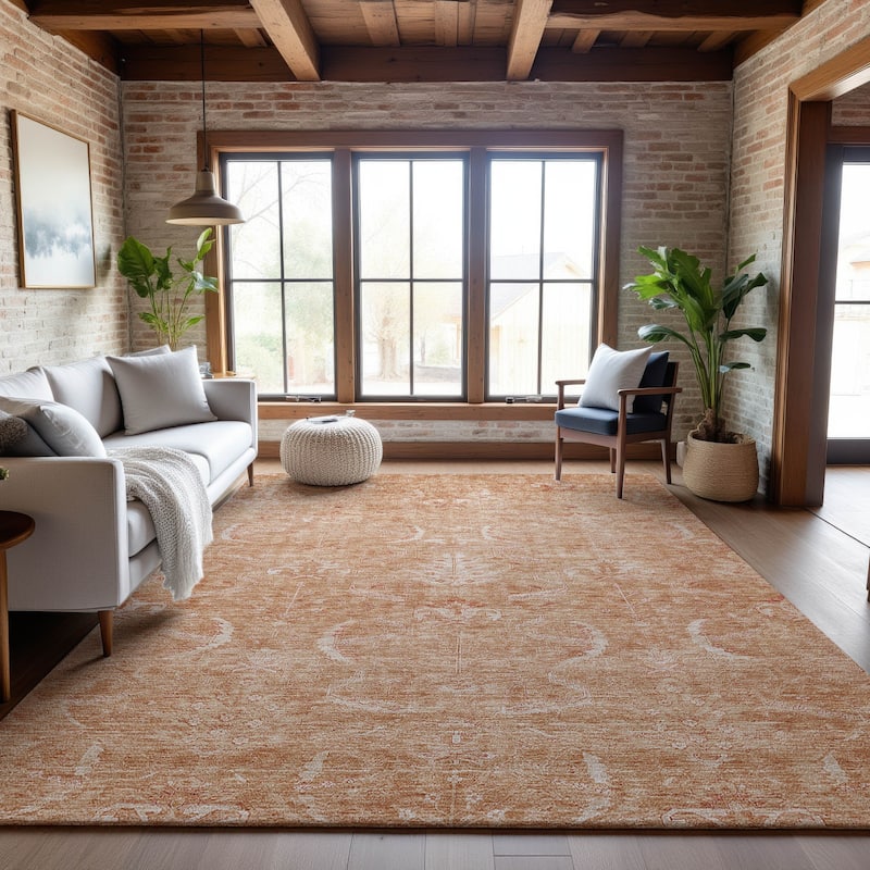 Premium Washable Super Soft Vintage Traditional Mayfield Rug - Salmon - 3' x 5'