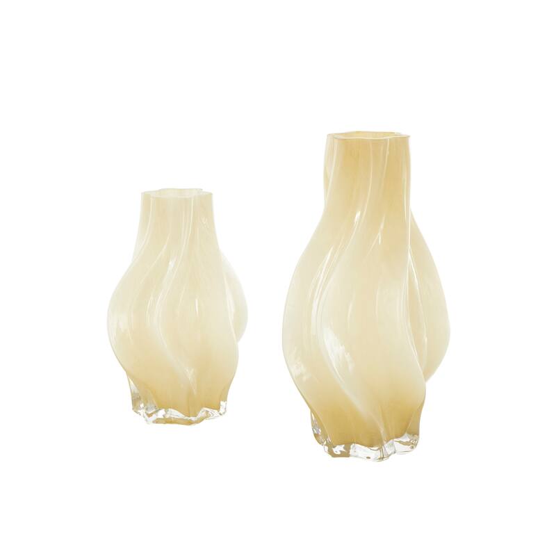 Blue or Yellow Glass Wavy Ombre Vase (Set of 2)
