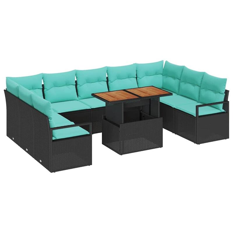 vidaXL 10 Piece Garden Sofa Set with Cushions - 113.8×69.7×27.2