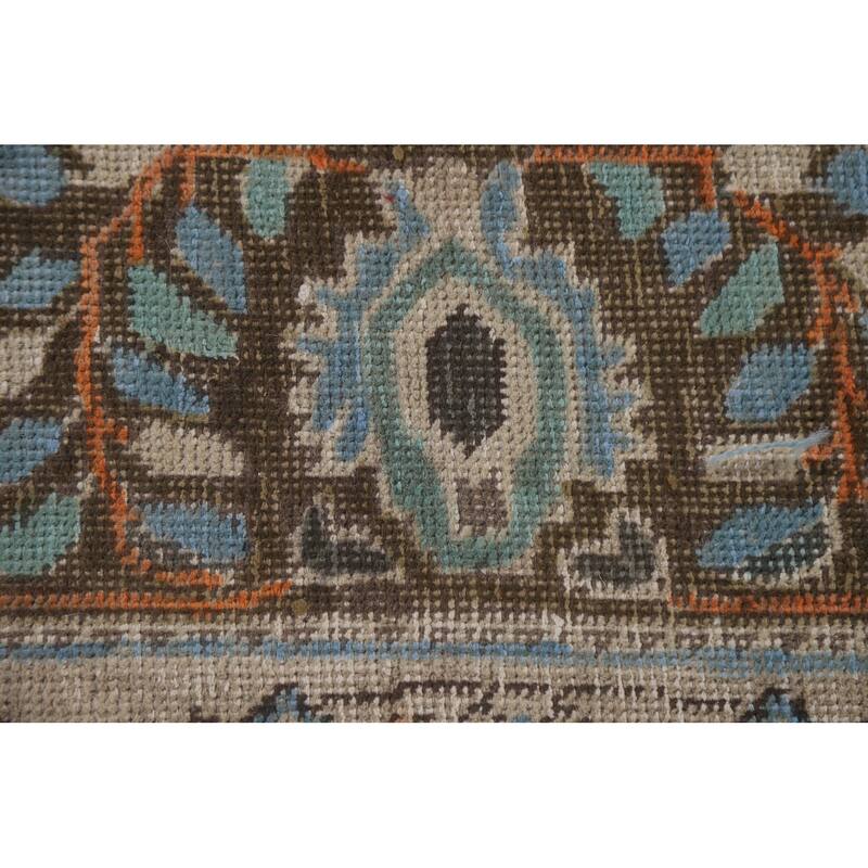 Hand Knotted Oriental 100% Wool Carpet Traditional Floral Beige & Ivories Tabriz Area Rug - 9' 8'' X 6' 5''