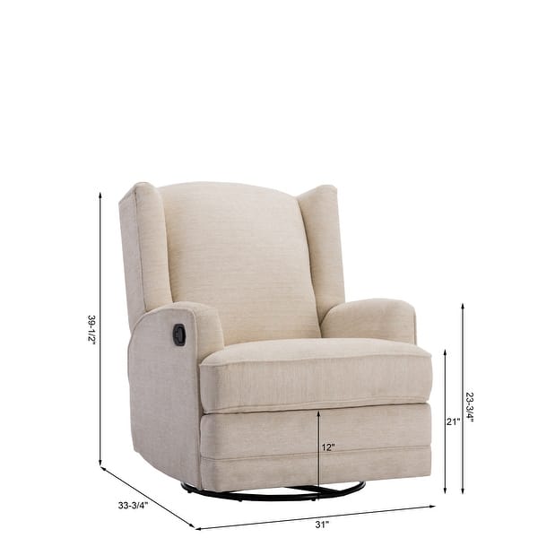 dimension image slide 3 of 3, Shelby Wingback Swivel Glider Recliner by Greyson Living
