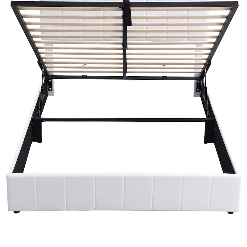 Upholstered Platform Bed with Hydraulic Storage System
