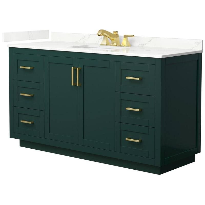 Wyndham Collection WCF292960S-QTZ-US3MXX Miranda 60" Free Standing - Green / Giotto Quartz Top / Brushed Gold Hardware