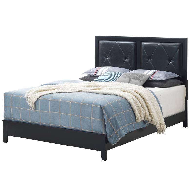 Tufted Upholstered Queen Panel Bed - 85" - Black