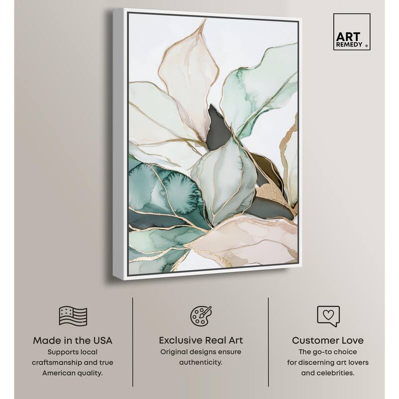 Pastel Leaves with Gold III Canvas by Art Remedy