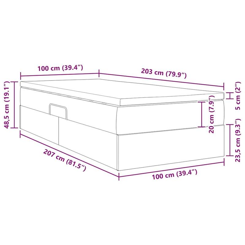vidaXL Storage Bed with Mattress in Faux Leather