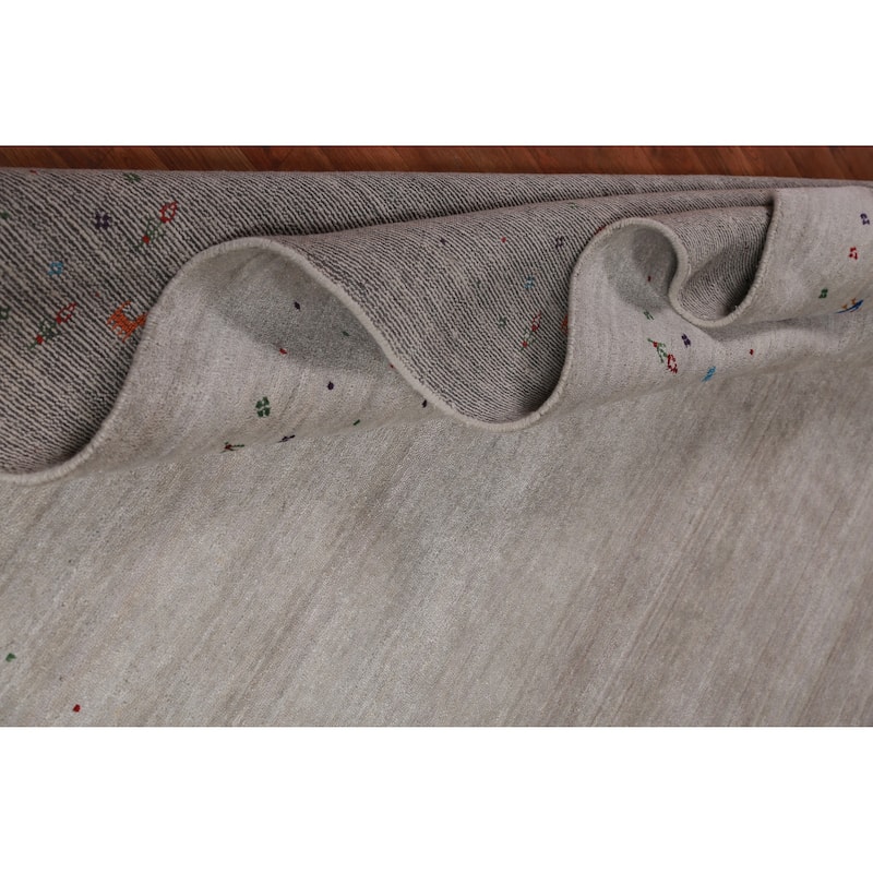 Gabbeh Indian Area Rug Handmade Beige Wool Carpet - 9'0" x 11'5"