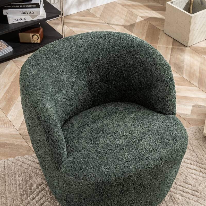 Swivel Accent Chair, Furry Round Barrel Chair