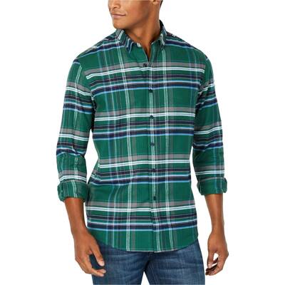 Club Room Mens Plaid Button Up Shirt
