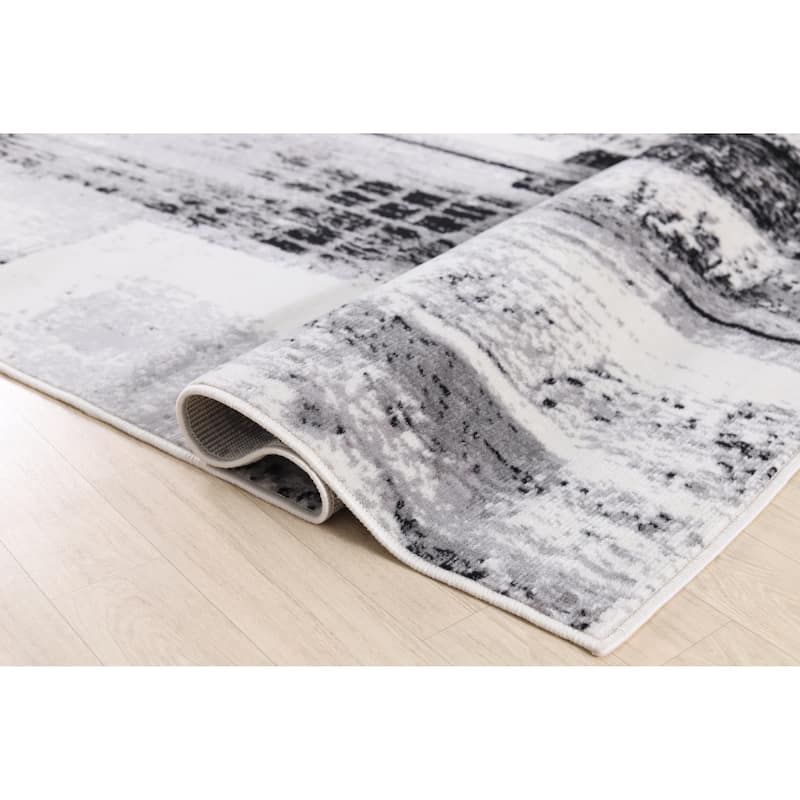 Dream Collection Abstract Moroccan Motif Black and Grey Rug