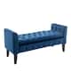 Porthos Home Brett Velvet Storage Bench with Rubberwood Legs - Blue