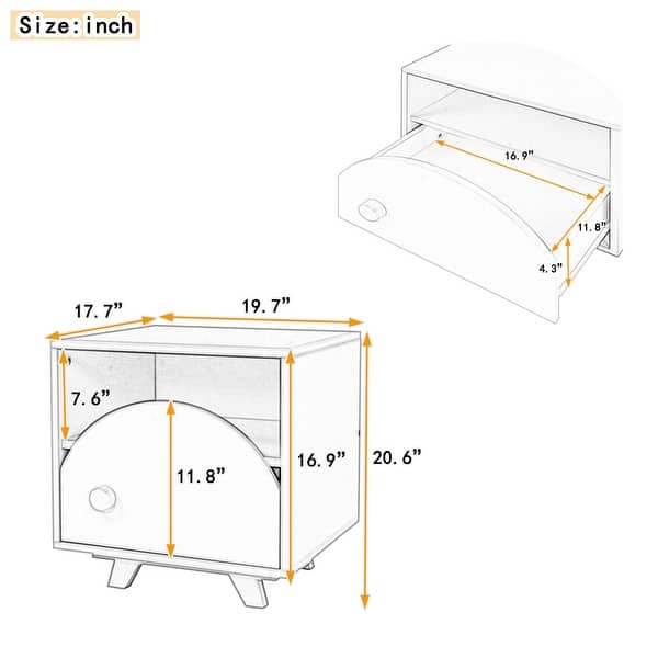 Cute Design Nightstand, Storage Bedside Table for Kids, End Table for