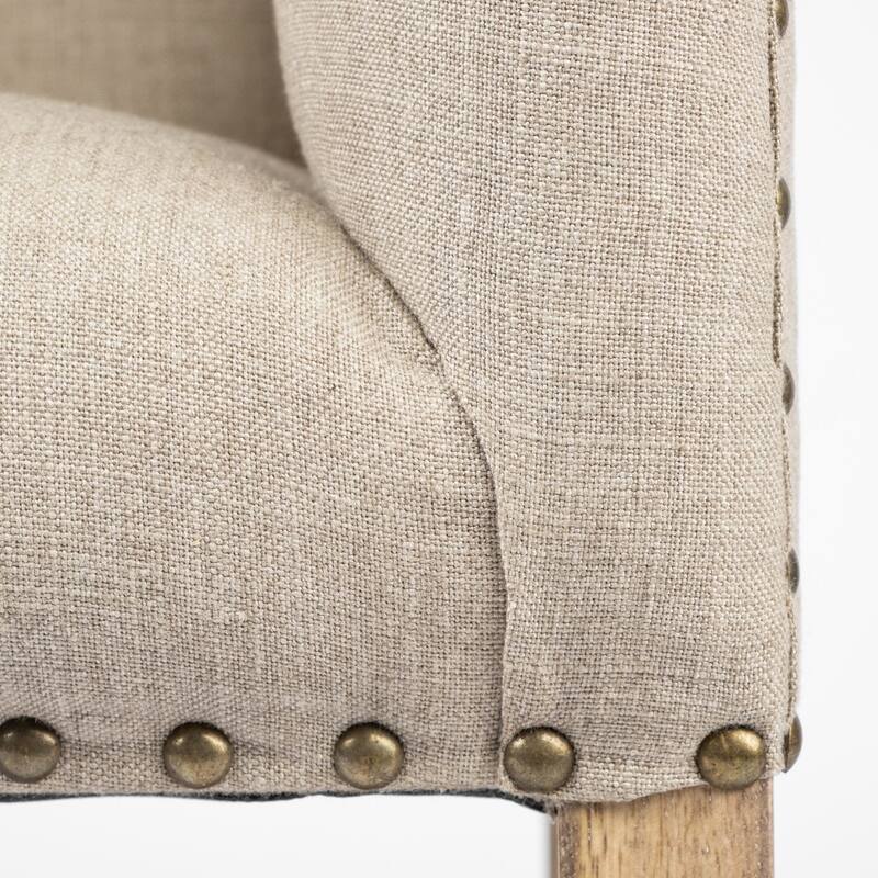 HomeRoots Rectangular Mango Woodlight Brown Finish W Beige Fabric Covered Seat Accent Bench - 27
