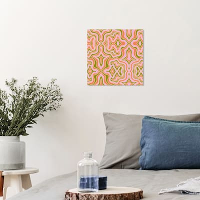 Wynwood Studio Canvas Abstract Retro Dizziness Orange and Light Violet Bohemian & Eclectic Wall Art Canvas Print