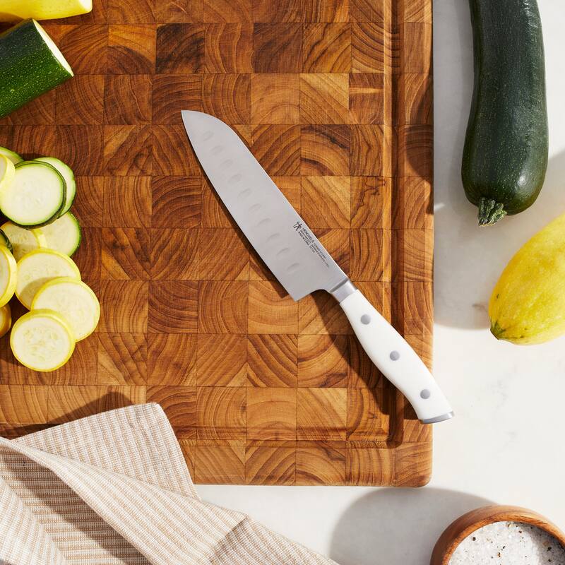 HENCKELS Forged Accent Hollow Edge Santoku Knife - White Handle
