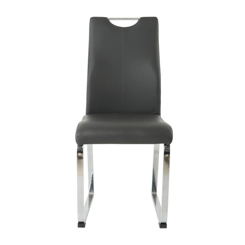 Modern 2 Piece PU Kitchen Dining Chairs with Cushions, Metal Legs, Backrests for Dining Room Kitchen Living Room Bedroom