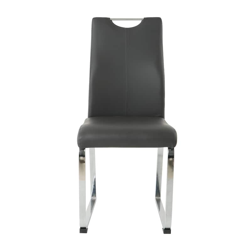 Modern PU Dining Chair, Cloth Upholstered Chair, Electroplated Metal Chair Legs, Suitable For Kitchen, Dining Room (Set Of 2)