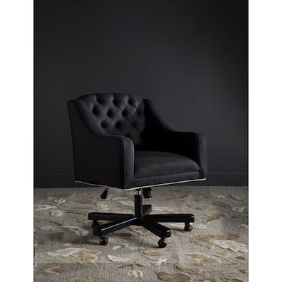 SAFAVIEH Salena Adjustable Swivel Black/ Taupe Desk Chair - 25.4" x 26.8" x 35.2" - 25Wx27Dx35H