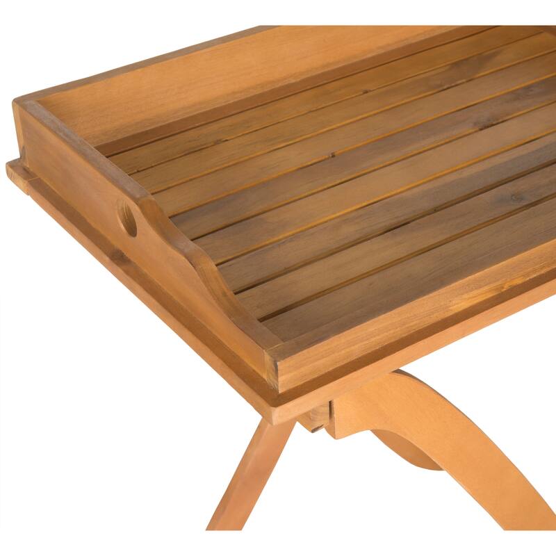 SAFAVIEH Outdoor Anastasiia Acacia Wood Folding Tray Table - 19Wx27Dx32H