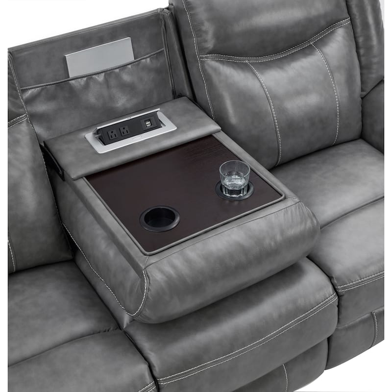 Conrad Grey Upholstered Padded Arm Motion Sofa Set