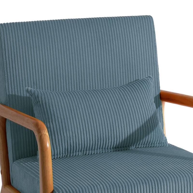 25" W Mid Century Upholstered Wood Accent Chair with Pillow