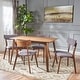 preview thumbnail 4 of 65, Christopher Knight Home - Megann Mid-Century Modern 5-Piece Rectangular Wood Dining Set with Upholstered Chairs Natural Walnut + Dark Grey