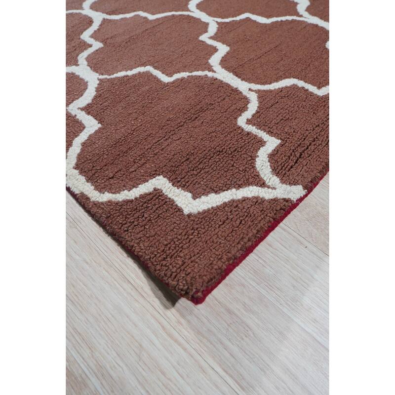 Rust Traditional Trellis Geometric Moroccan Area Rug - 5' x 7'