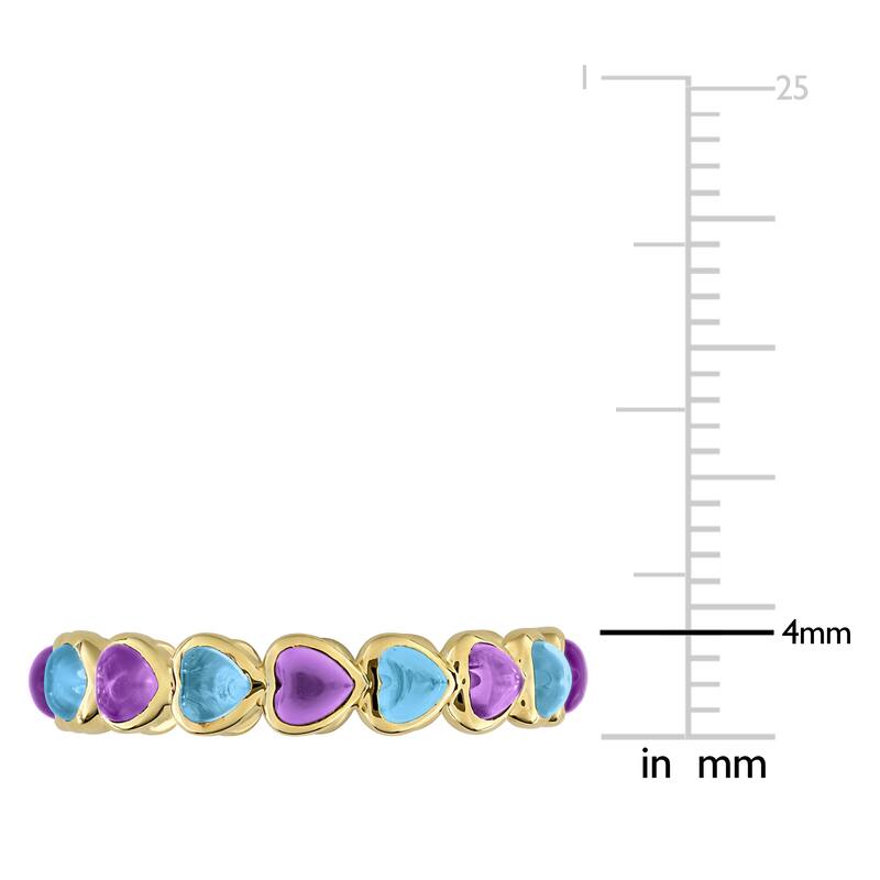 Miadora 3 5/8ct TGW African Amethyst and Swiss Blue Topaz Heart Eternity Ring in Yellow Plated Sterling Silver