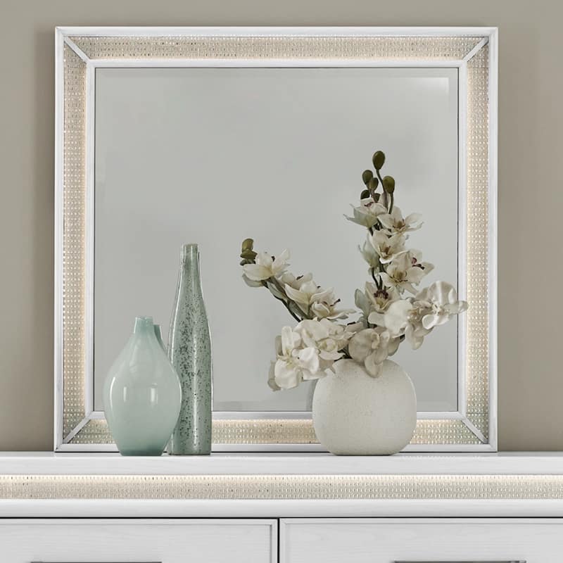Liberty Furniture Reflections Upholstered Bed, Dresser & Mirror, Chest, Night Stand - King or Queen