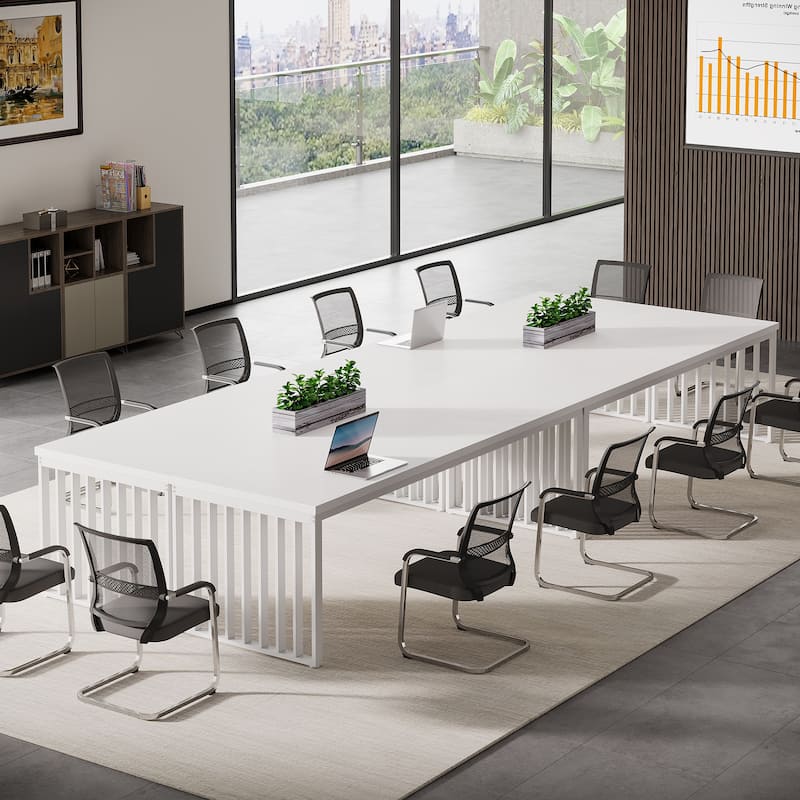 6.5FT Conference Table for 6-8, Wood Meeting Table for Conference Seminar Room - White