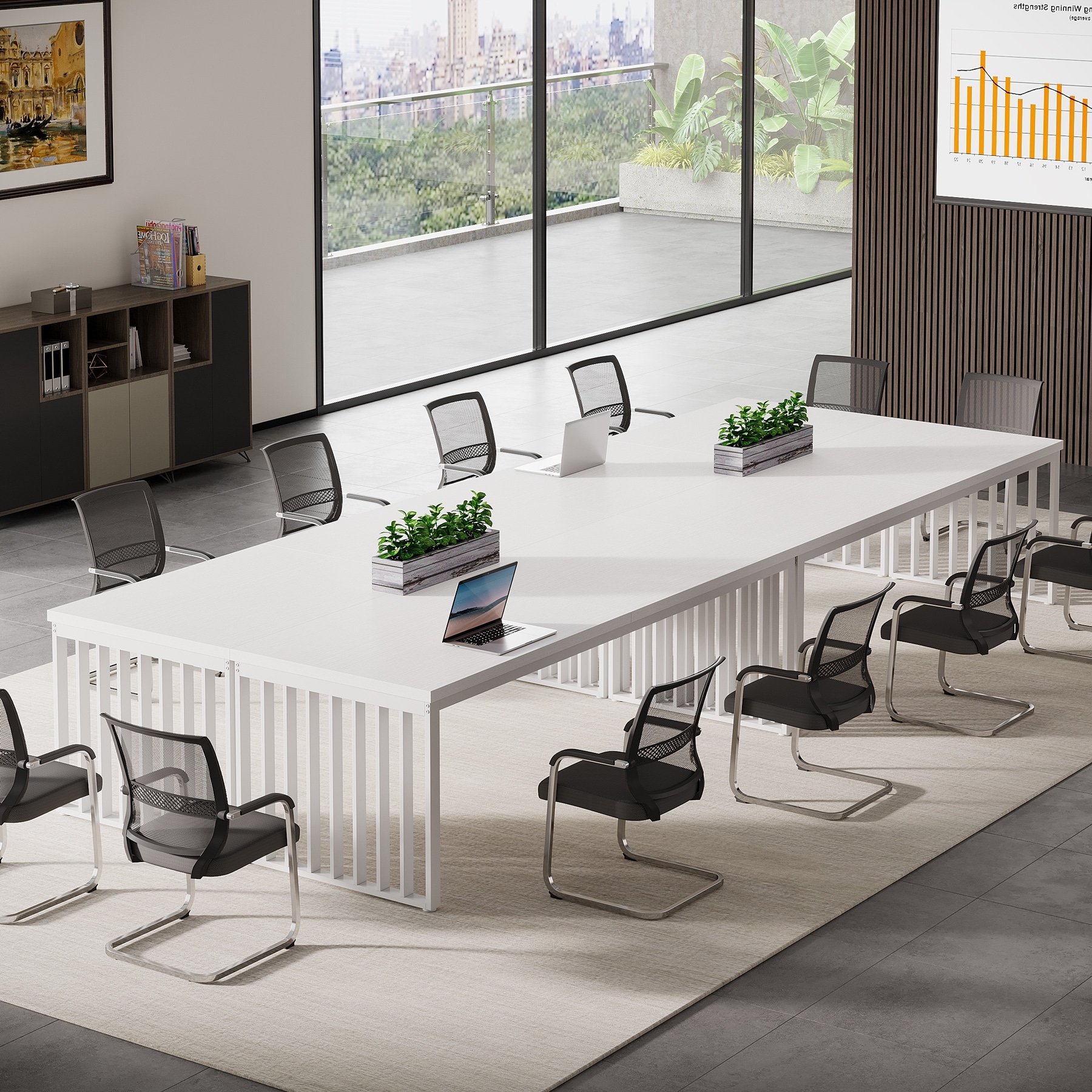 6.5FT Conference Table for 6-8, Wood Meeting Table for Conference Seminar Room