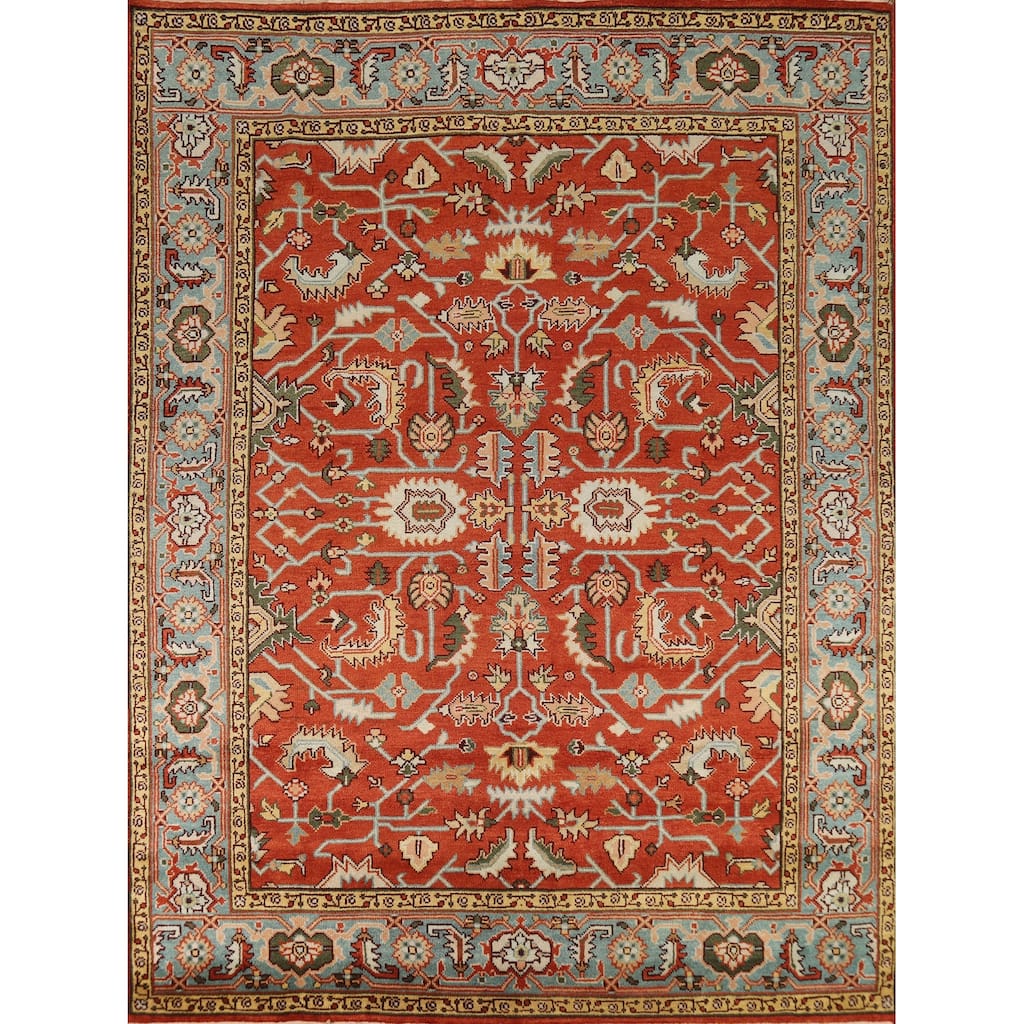 Hand Knotted Oriental 100% Wool Carpet Transitional All-Over Oranges & Rust Oushak Area Rug - 10' 2'' X 8' 1''