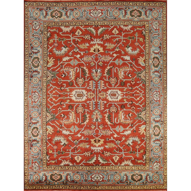 Hand Knotted Oriental 100% Wool Carpet Transitional All-Over Oranges & Rust Oushak Area Rug - 10' 2'' X 8' 1''