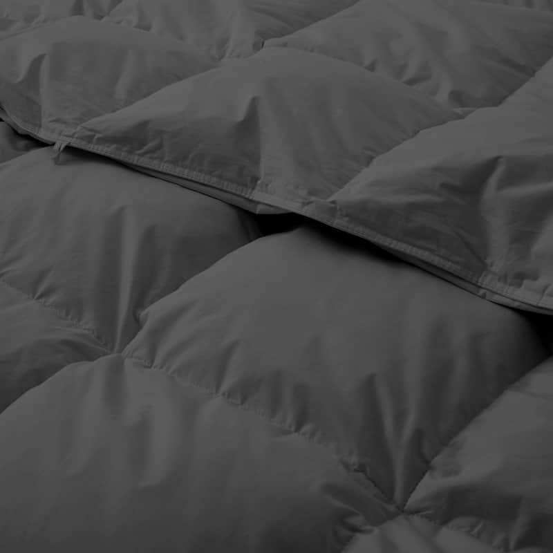 All Season 100% Cotton Goose Feather Down Comforter, Quilted Fluffy Duvet Insert