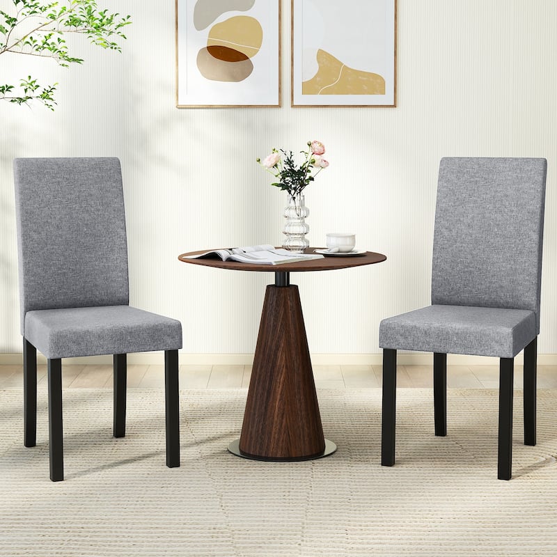 Gymax Dining Chair Set of 4 Fabric Upholstered Rubber Wood Legs Side