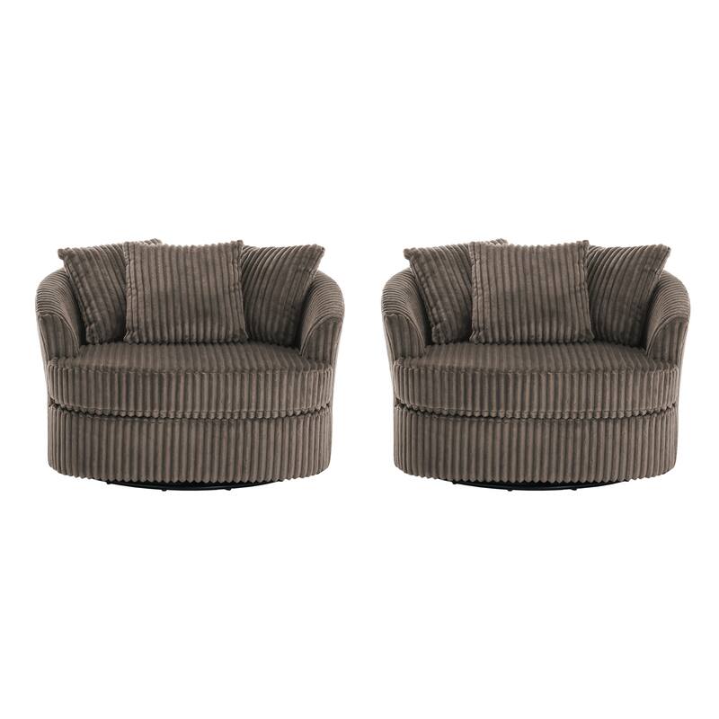 UIXE Oversize 43" Plush Corduroy Swivel Barrel Chair Comfy Accent Chair For Living Room