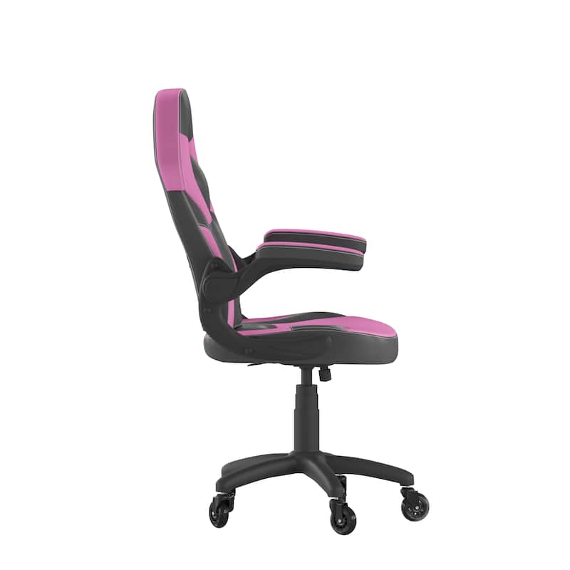Office Gaming Chair with Skater Wheels & Flip Up Arms - LeatherSoft