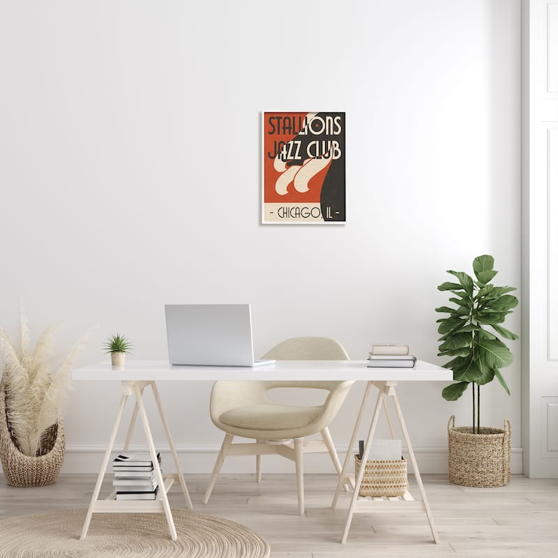Stupell Stallions Jazz Club Retro Abstract Horse Chicago Illinois Framed Wall Art