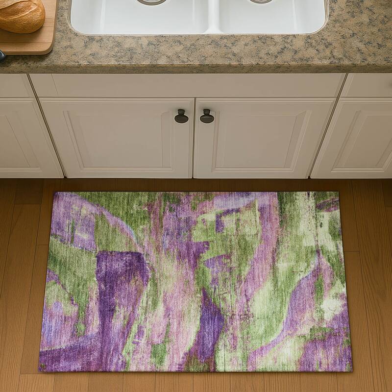 Premium Washable Super Soft Abstract Mayfield Rug - Purple - 1'8" x 2'6"