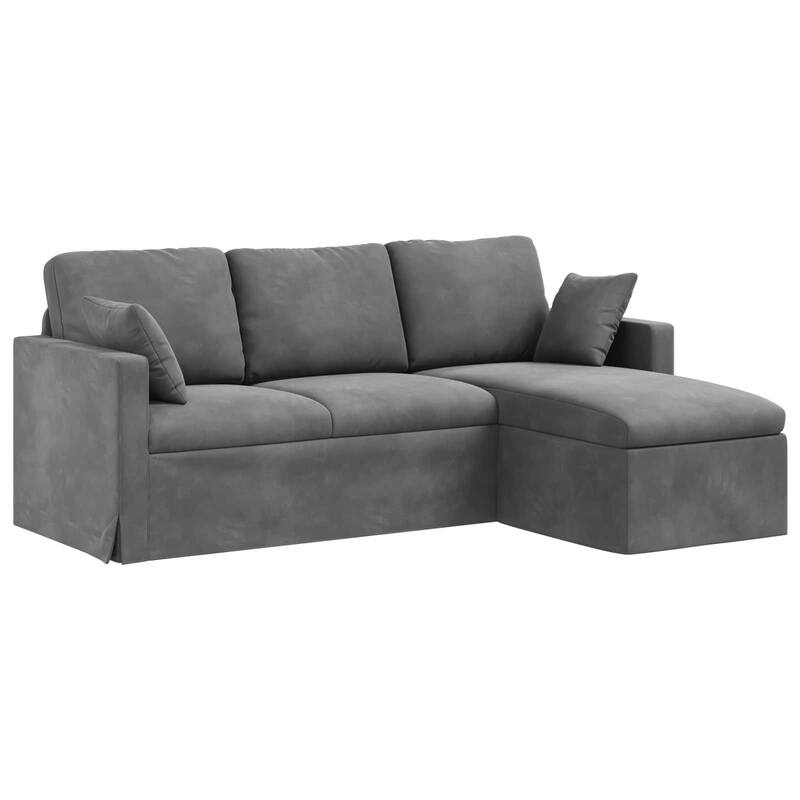 vidaXL Sofa Dark Grey 198 x 134 x 80 cm Velvet - 77.95 x 52.76 x 31.50 in